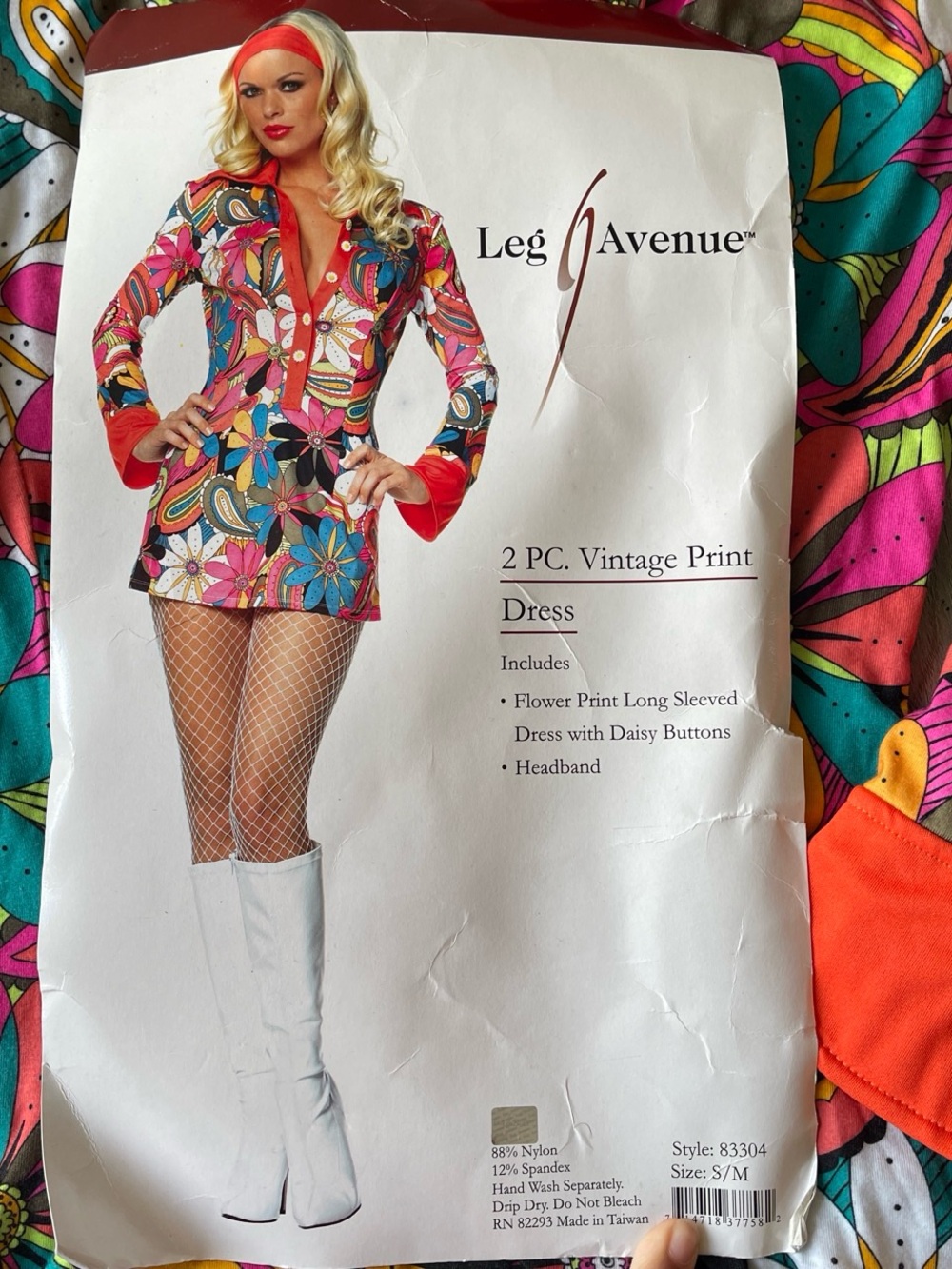Leg Avenue Multicolor Floral 2-PC Mini Dress with Headband